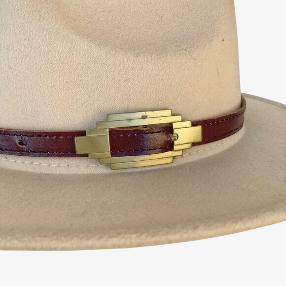 Vintage Reworked Wool Fedora Hat Cream Western Festival Boho Ralph Lauren Style main image 7